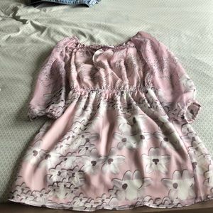 Kittenish floral off the shoulder dress